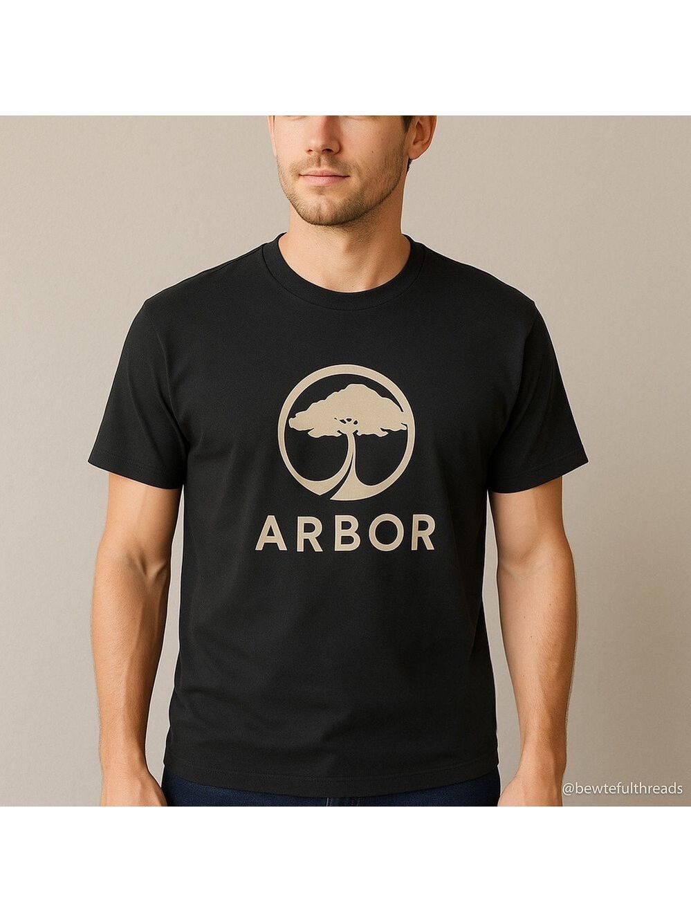 Arbor L Black Landmark Logo Graphic T-Shirt Organic Cotton